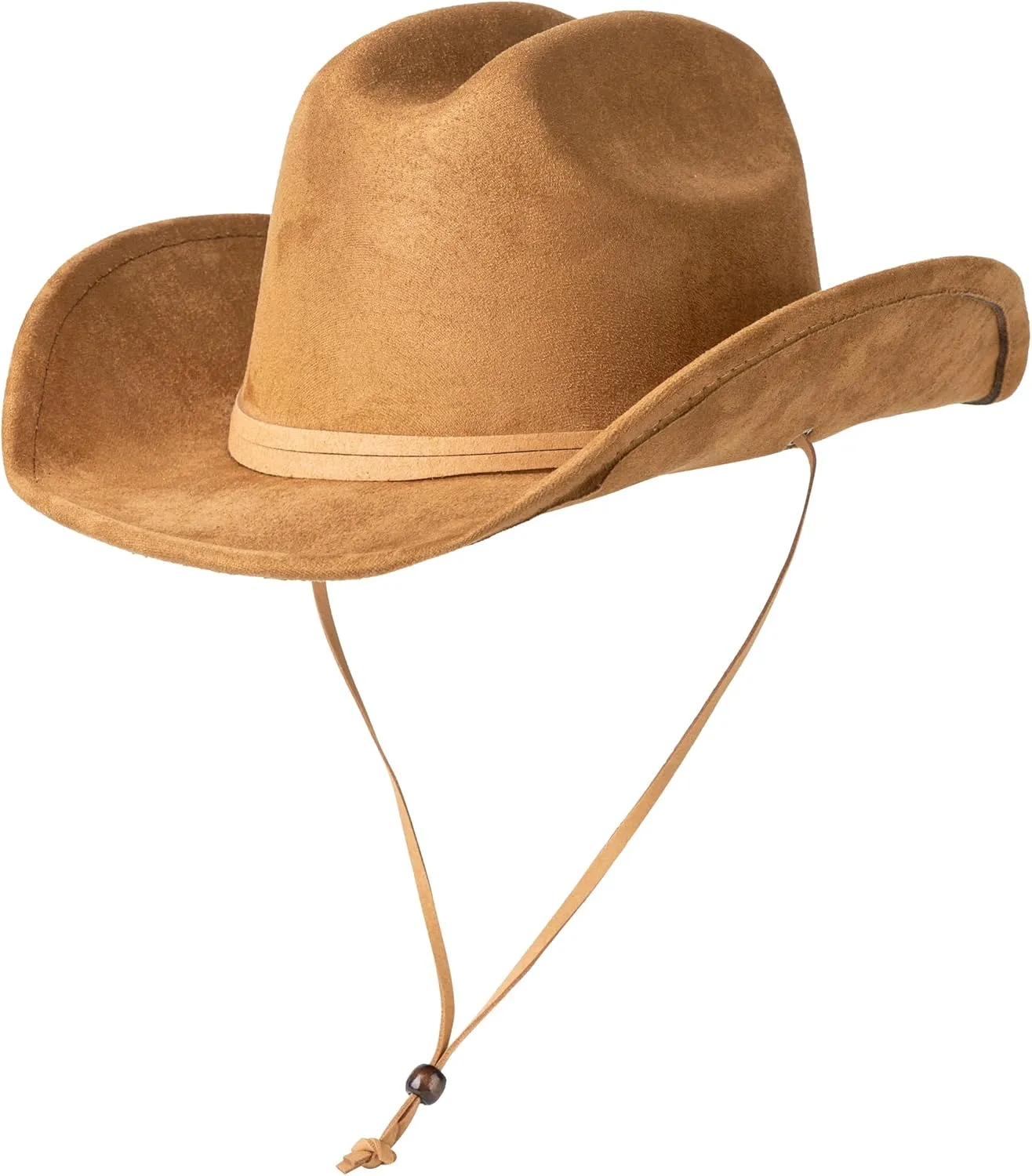 Lisianthus Women Men Wide Brim Suede Western Cowboy Cowgirl Hat with Wind Lanyard