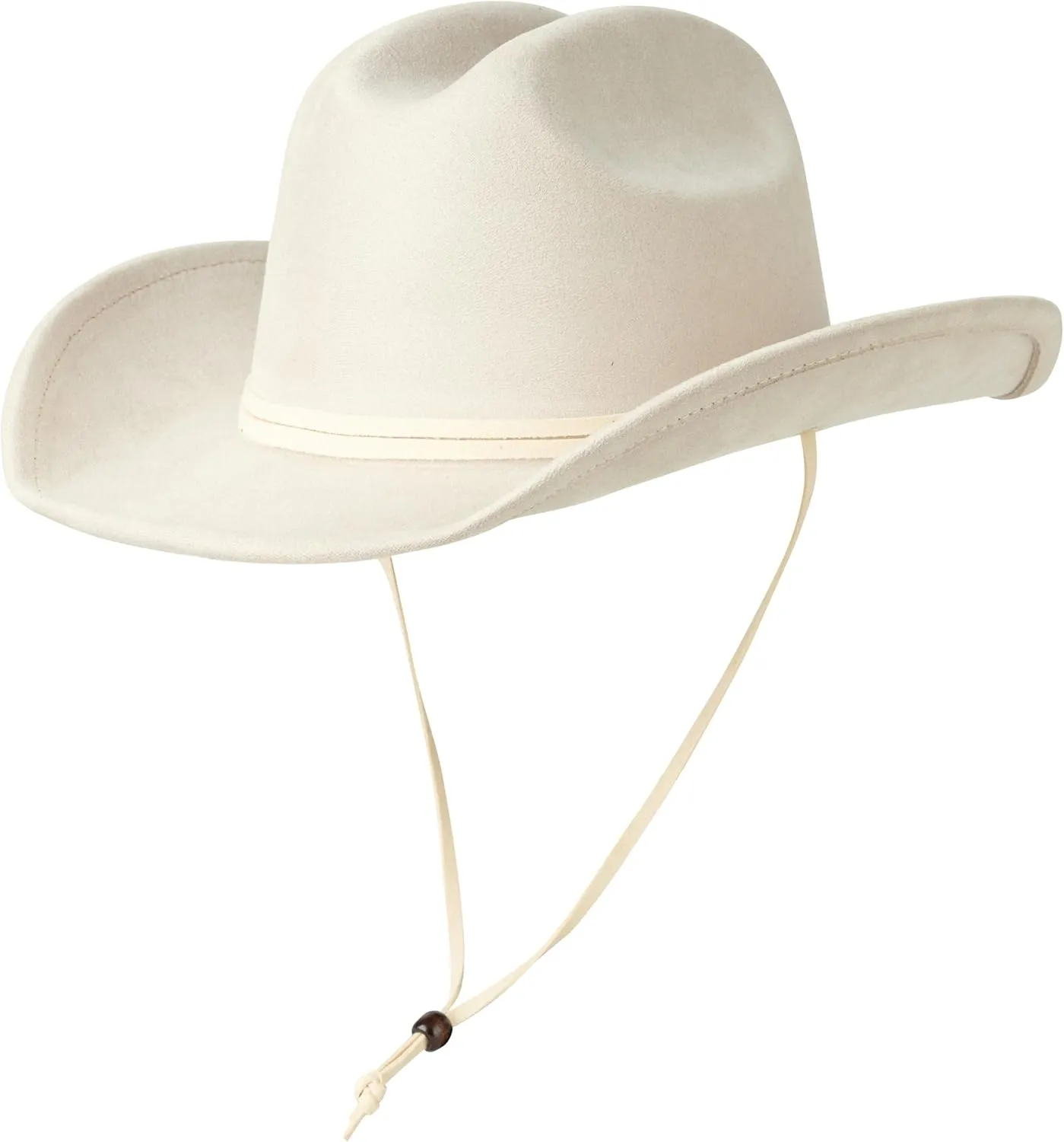 Lisianthus Women Men Wide Brim Suede Western Cowboy Cowgirl Hat with Wind Lanyard