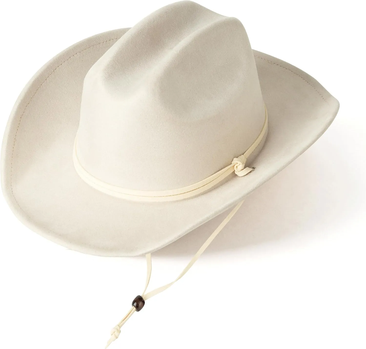Lisianthus Women Men Wide Brim Suede Western Cowboy Cowgirl Hat with Wind Lanyard
