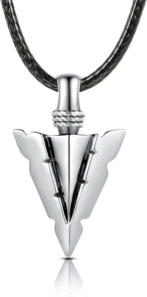MANBU Sterling Silver Urn Necklace for Men: Arrowhead Memorial Pendant Cremation Ash Jewelry Bereavement Keepsakes Gift for Loss of a Loved One