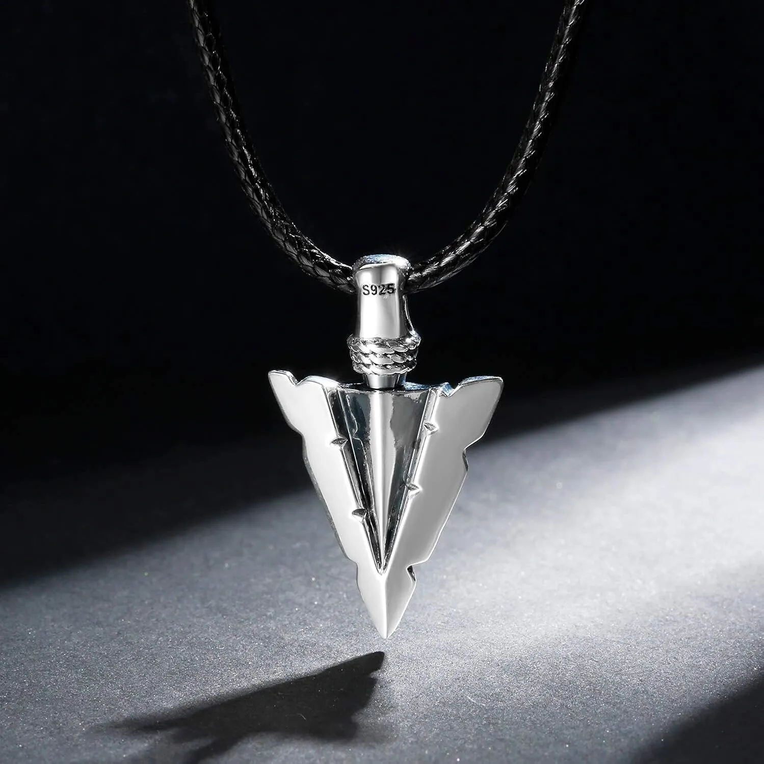 MANBU Sterling Silver Urn Necklace for Men: Arrowhead Memorial Pendant Cremation Ash Jewelry Bereavement Keepsakes Gift for Loss of a Loved One