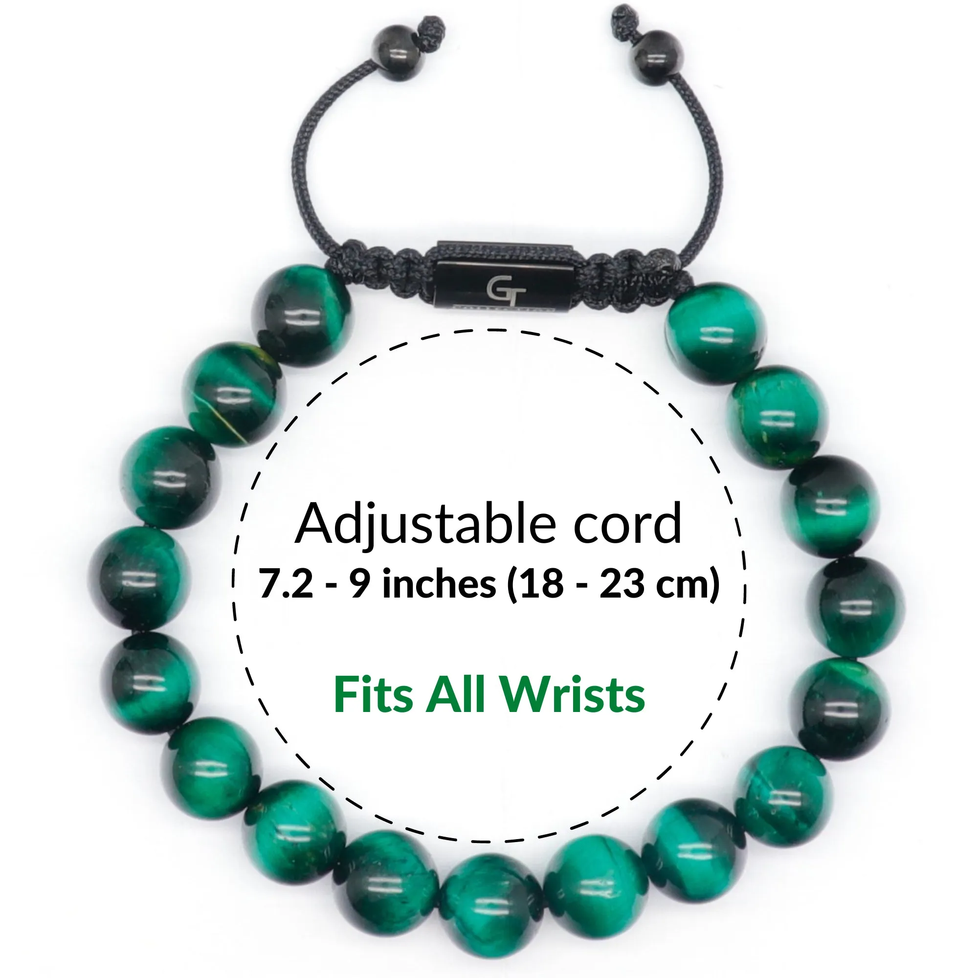 Men's GREEN TIGER EYE Beaded Bracelet