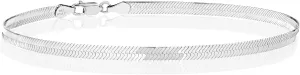 Miabella 925 Sterling Silver Italian Solid 3.5mm Flexible Flat Herringbone Link Chain Anklet Ankle Bracelet for Women, Made in Italy