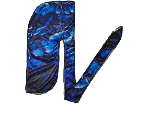 New Premium Silky Durag Design Satin Blue Black