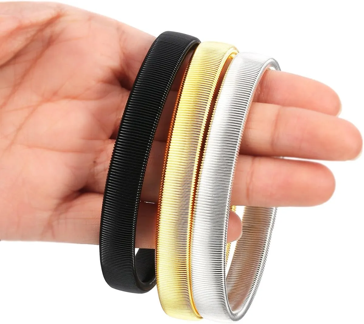 Pangda 3 Pairs Sleeve Garters Anti-slip Shirt Sleeve Holders Garters Stretch Metal Armbands for Women Men