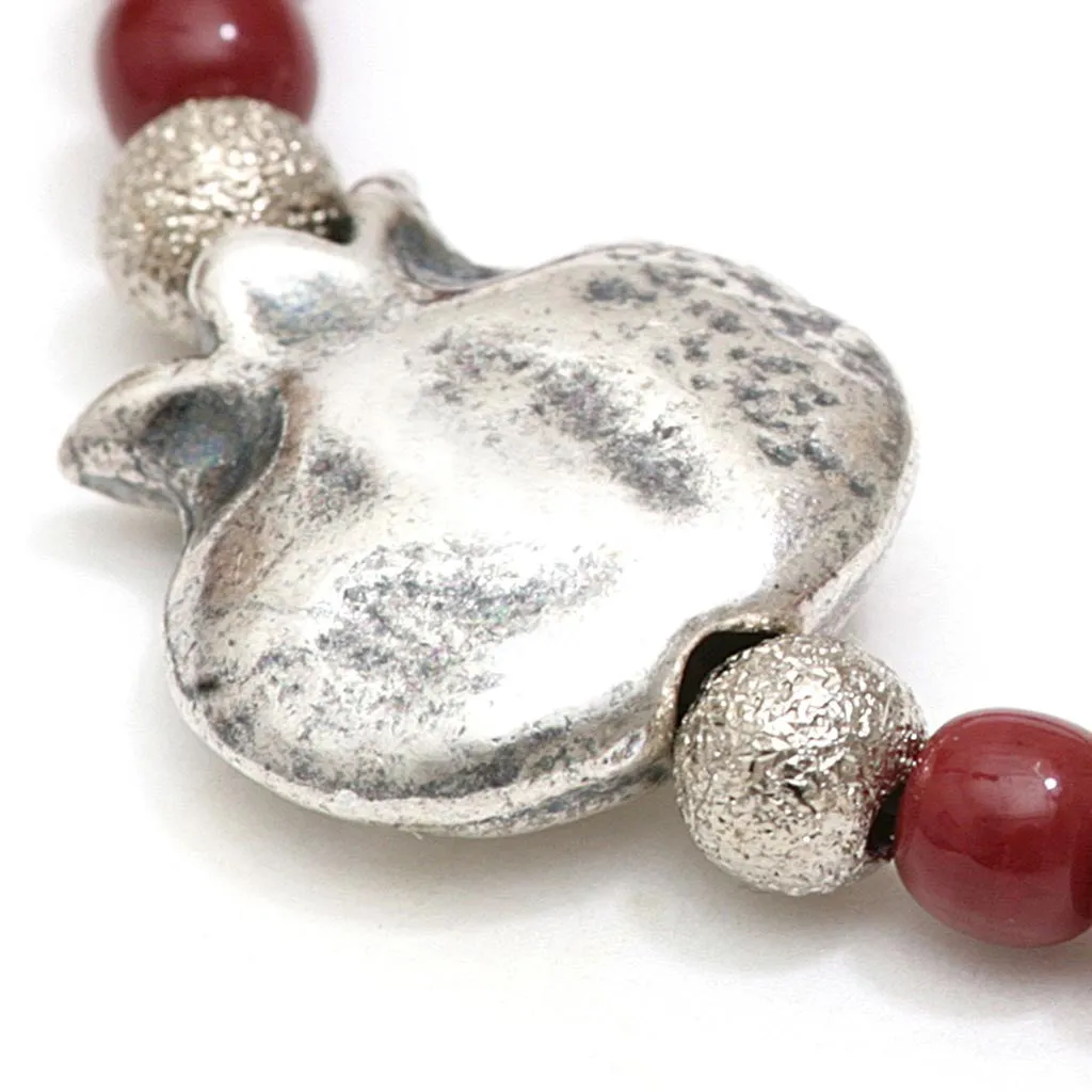 Pomegranate Charm Glass Bead Bracelet