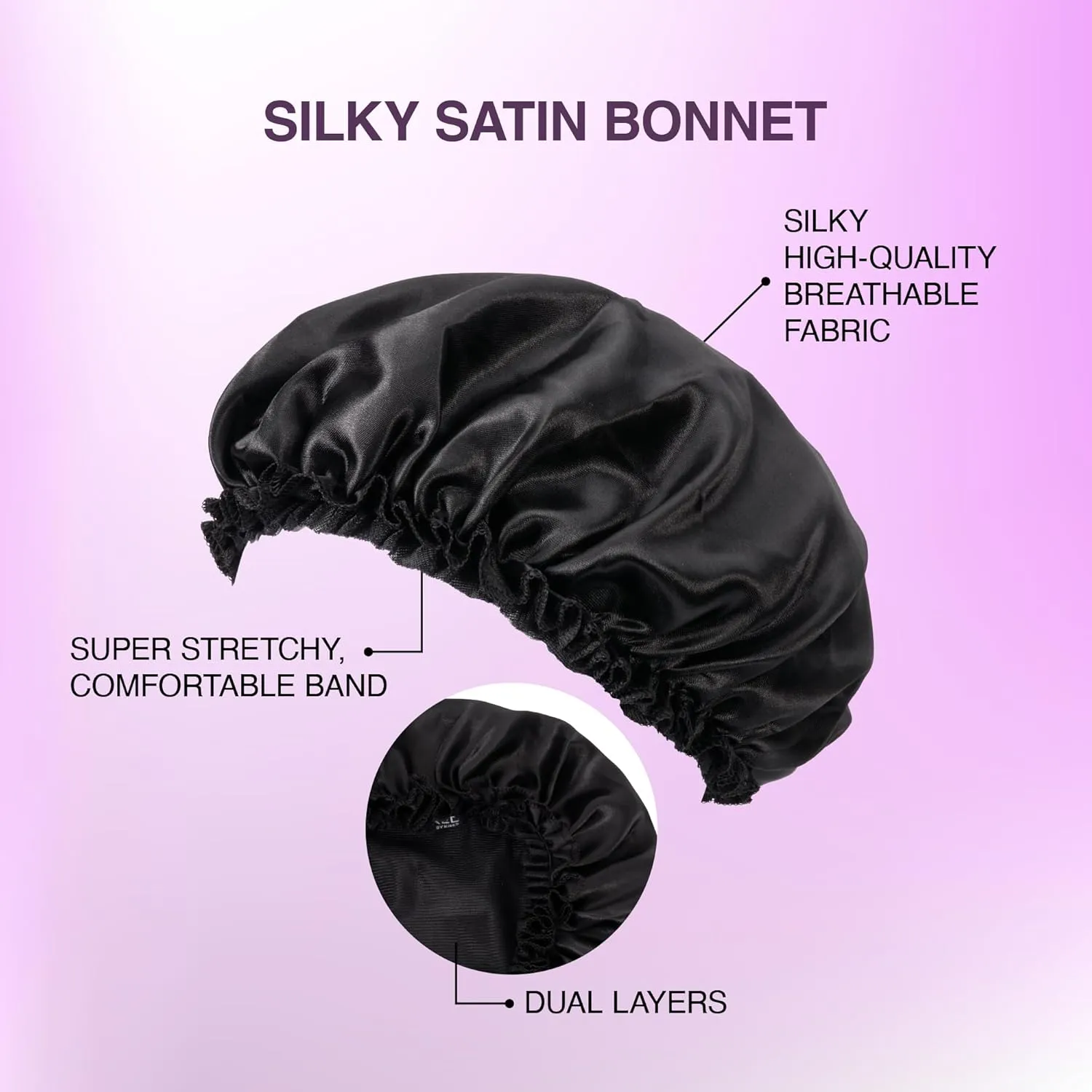 Red by Kiss Silky Satin Hair Bonnet  Dual Layer for Moisture Retention, No-Slip & Comfortable Breathable Fabric for All Hair