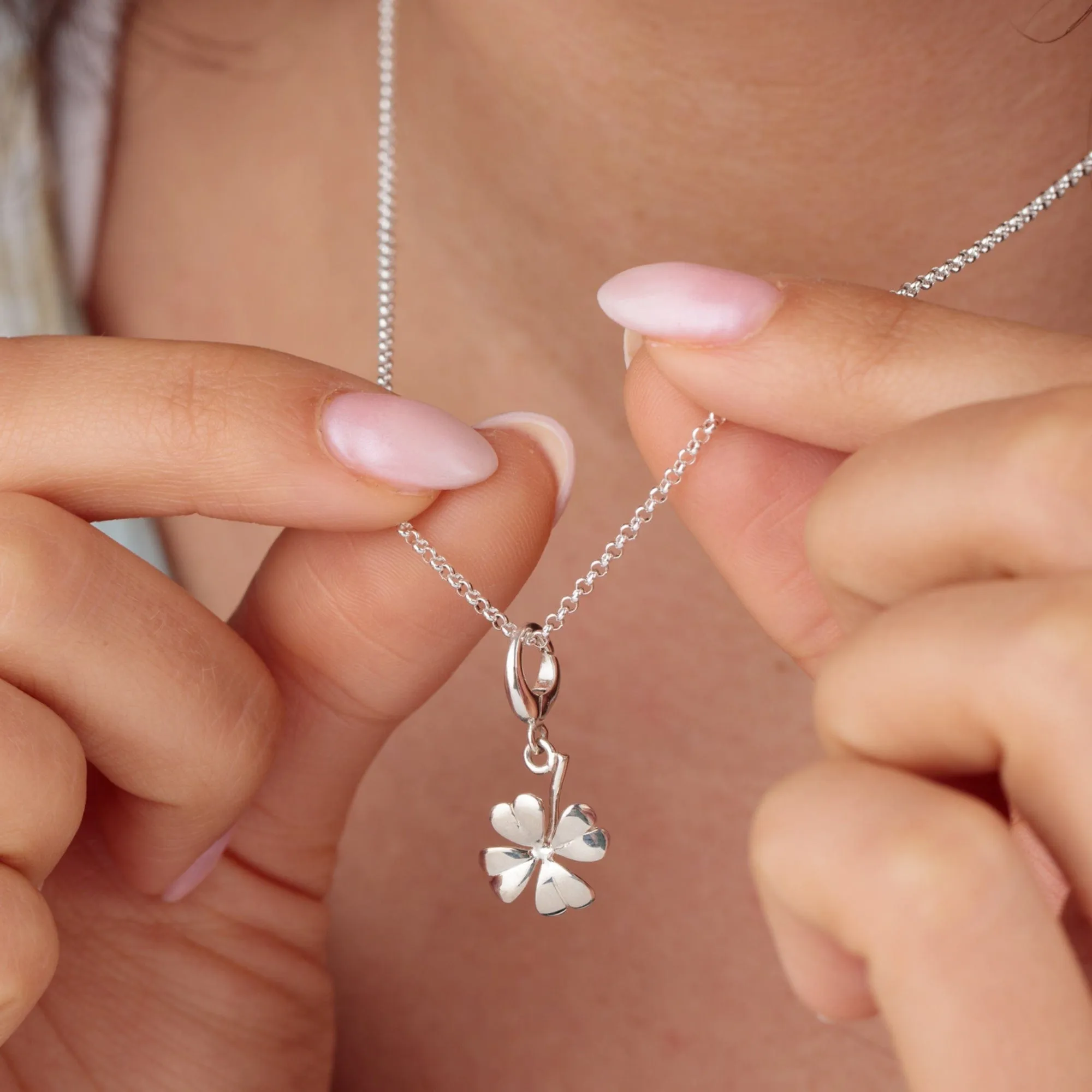 Silver Four Leaf Clover Charm