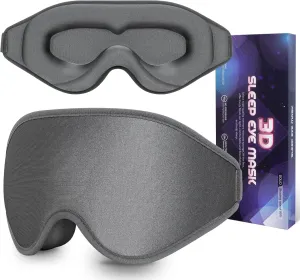 Sleep Mask 3D Eye Mask for Sleeping 100% Light Blocking Eye Covers with Adjustable Strap Night Blindfold for Women Memory Foam Gray
