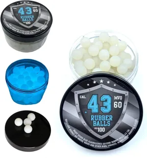 SSR 100 x Blue Night Vision Fluorescent Silicon Rubber Balls Paintballs Glowing in The Dark in 43 Cal. for Training and Self - Home Defense