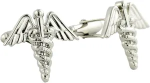 Sterling Silver Medical Caduceus Cufflinks (H95003502)