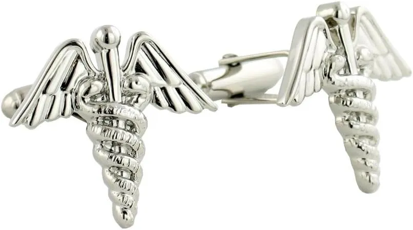 Sterling Silver Medical Caduceus Cufflinks (H95003502)