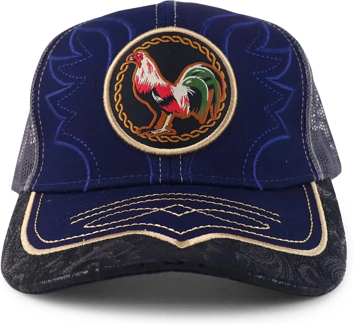 Trendy Apparel Shop Rooster Embroidered Trucker Mesh Baseball Cap