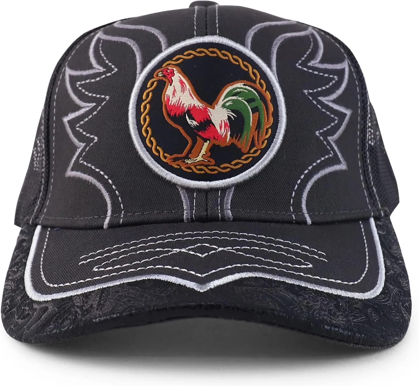 Trendy Apparel Shop Rooster Embroidered Trucker Mesh Baseball Cap