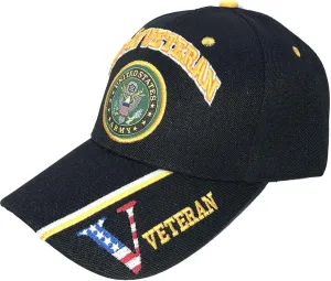 U.S. Army Baseball Caps Hats Military Apparel | Retired Veteran | 3D Embroidered | Adjustable