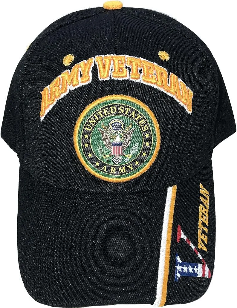 U.S. Army Baseball Caps Hats Military Apparel | Retired Veteran | 3D Embroidered | Adjustable