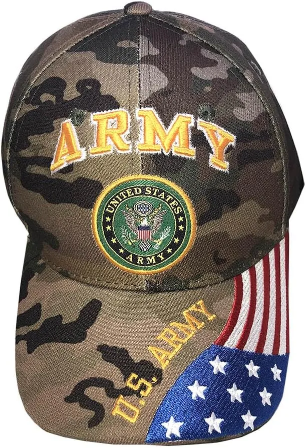 U.S. Army Baseball Caps Hats Military Apparel | Retired Veteran | 3D Embroidered | Adjustable