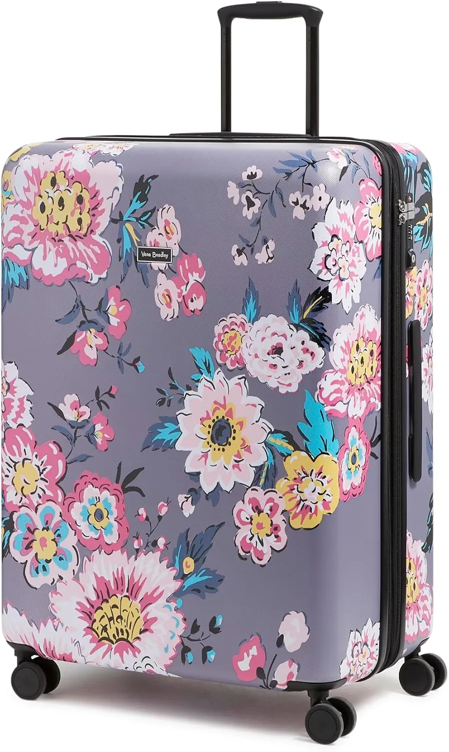 Vera Bradley Hardside Rolling Suitcase Luggage, Parisian Bouquet Dark Gray