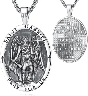 Vito 925 Sterling Silver Saint Necklaces for Women Men, St Michael/Crucifix/Caravaca/St Jude/Virgin Mary Pendant Patron Saint Amulet Medal Religion Jewelry Gift