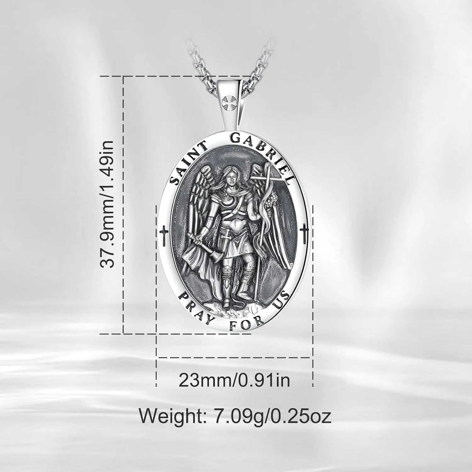 Vito 925 Sterling Silver Saint Necklaces for Women Men, St Michael/Crucifix/Caravaca/St Jude/Virgin Mary Pendant Patron Saint Amulet Medal Religion Jewelry Gift