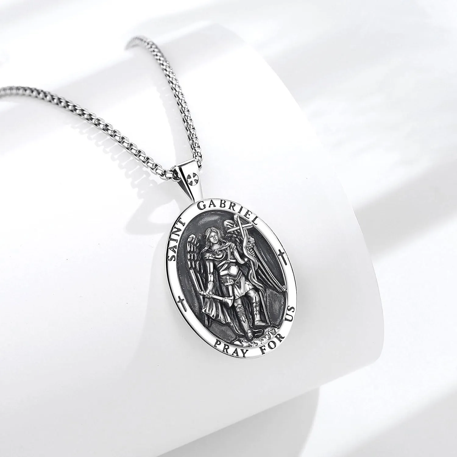 Vito 925 Sterling Silver Saint Necklaces for Women Men, St Michael/Crucifix/Caravaca/St Jude/Virgin Mary Pendant Patron Saint Amulet Medal Religion Jewelry Gift