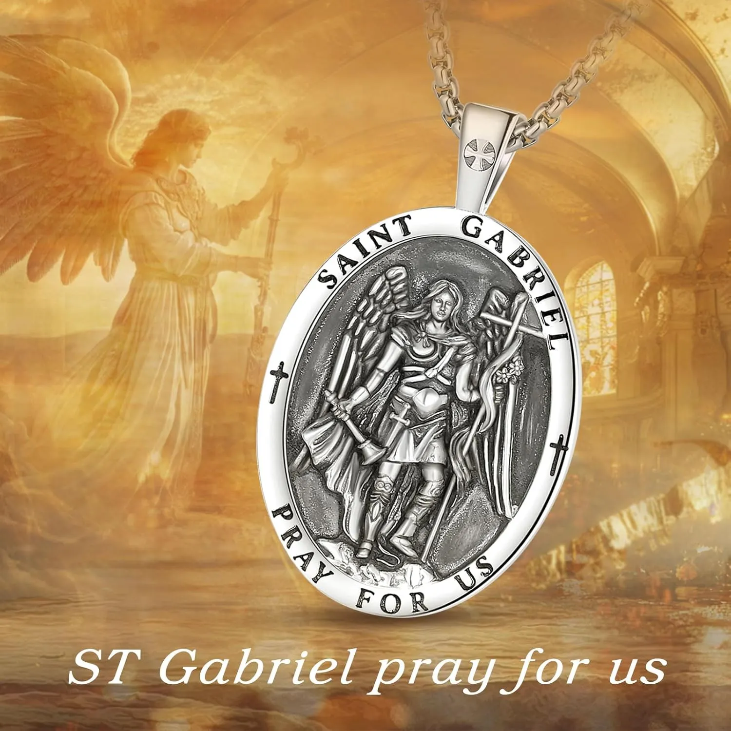Vito 925 Sterling Silver Saint Necklaces for Women Men, St Michael/Crucifix/Caravaca/St Jude/Virgin Mary Pendant Patron Saint Amulet Medal Religion Jewelry Gift