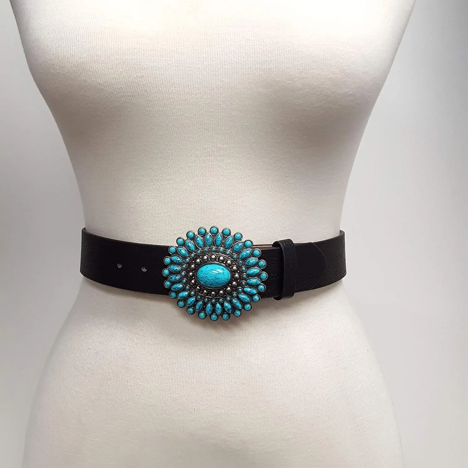 Western Turquoise Buckle with Vegan Belt.