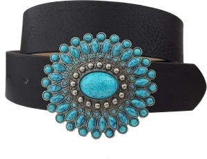 Western Turquoise Buckle with Vegan Belt.