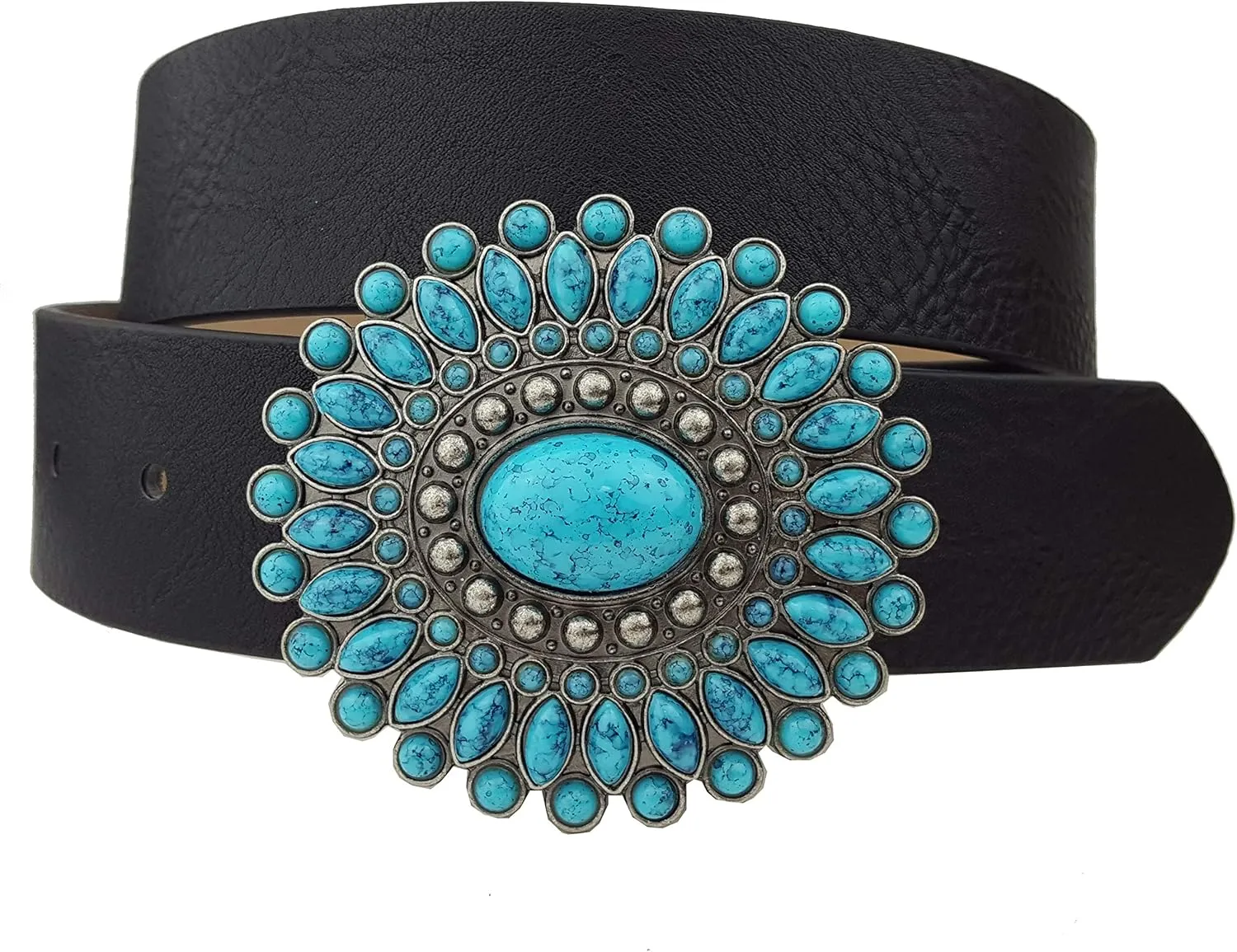 Western Turquoise Buckle with Vegan Belt.