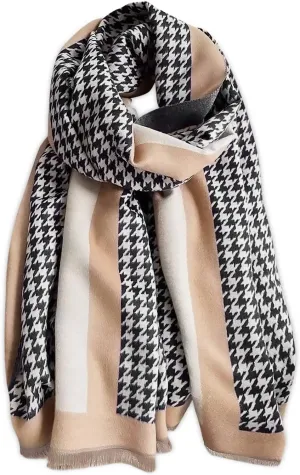 Winter Cashmere Scarf Shawl For Women Classic Houndstooth Pashmina Scarves With Tassel Warm Soft Long Thickened Wrap