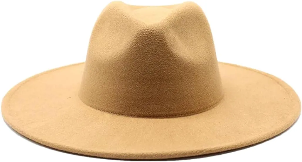 Winter Wool Solid Classic Fedoras Cap Men Women Panama Jazz Hat Wide Brim Fedoras