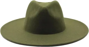 Winter Wool Solid Classic Fedoras Cap Men Women Panama Jazz Hat Wide Brim Fedoras