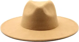 Winter Wool Solid Classic Fedoras Cap Men Women Panama Jazz Hat Wide Brim Fedoras