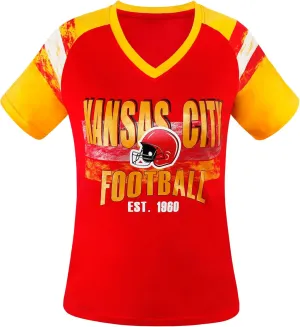Womens Football Fans V Neck City Raglan T-Shirts