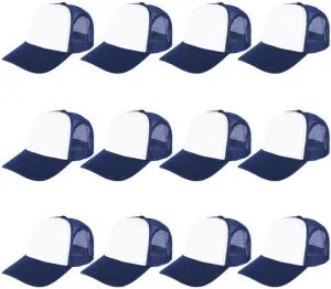 ZH 12 Pcs Sublimation Trucker Hats Blank Mesh Baseball Cap Polyester Bulk Mesh Trucker Hat for Men and Women
