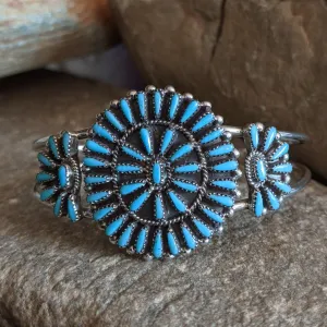 Zuni Petit Point Turquoise Cuff by Judy Wallace GJ-BRC-0076